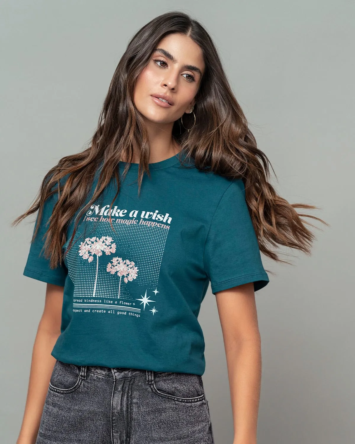 Camiseta en algodón manga corta con estampado localizado
