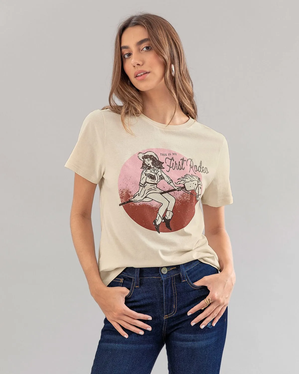 Camiseta en algodón manga corta con estampado localizado