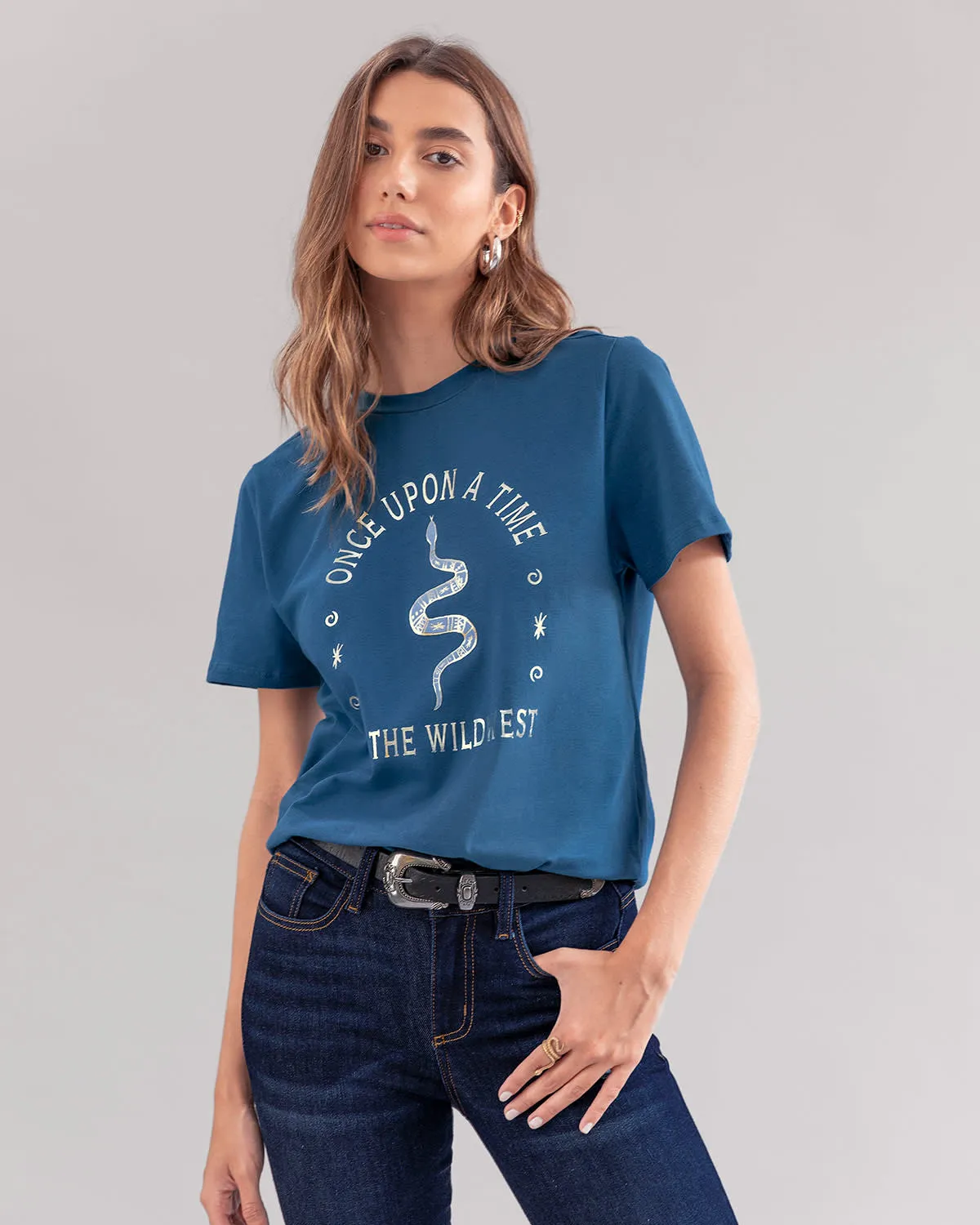 Camiseta en algodón manga corta con estampado localizado