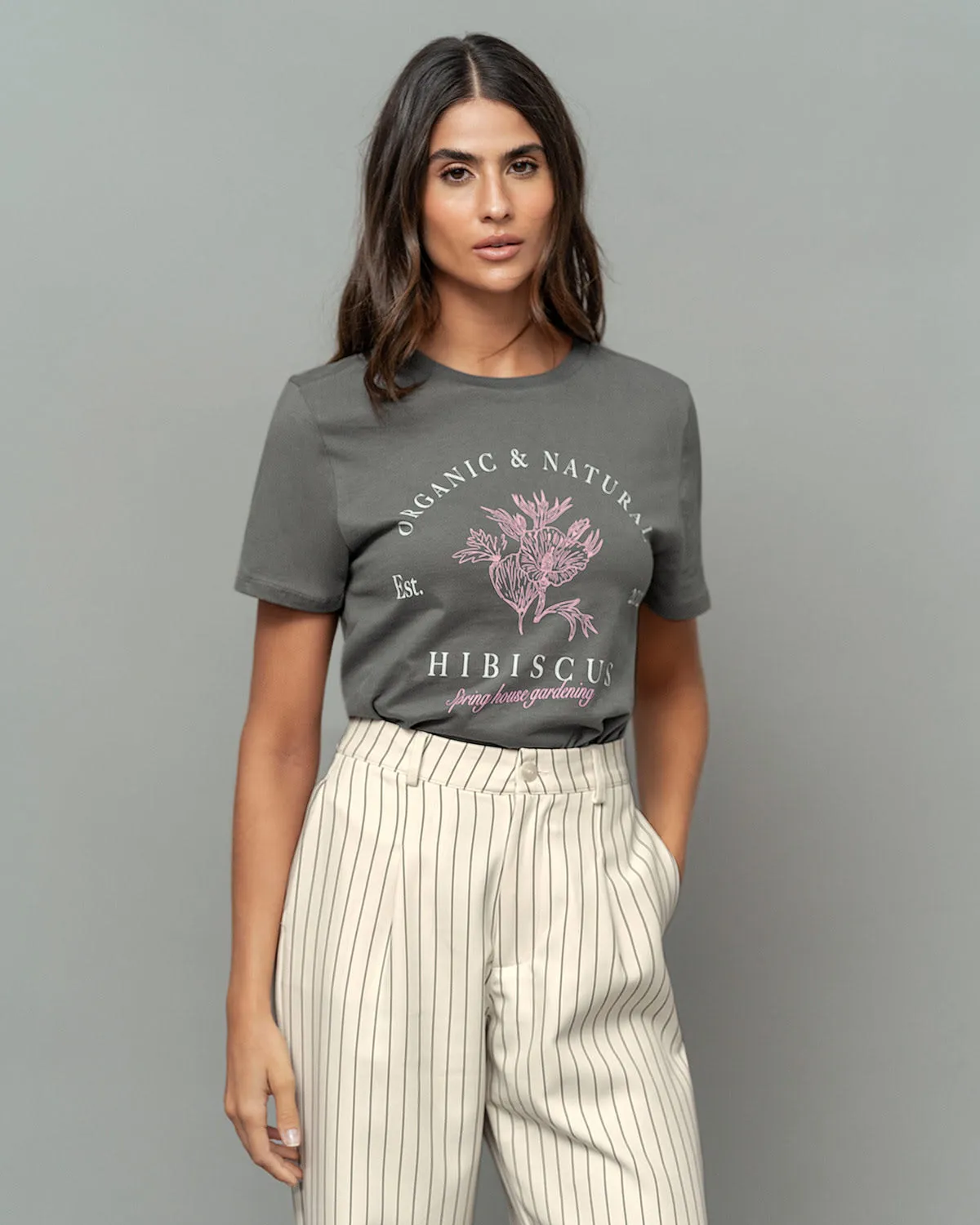 Camiseta en algodón manga corta con estampado localizado