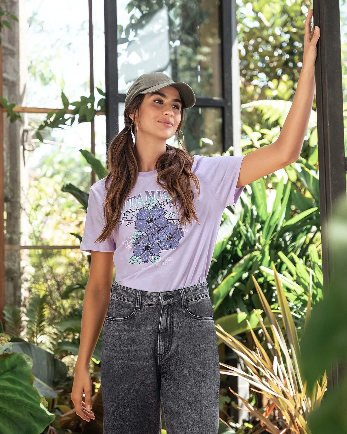 Camiseta en algodón manga corta con estampado localizado