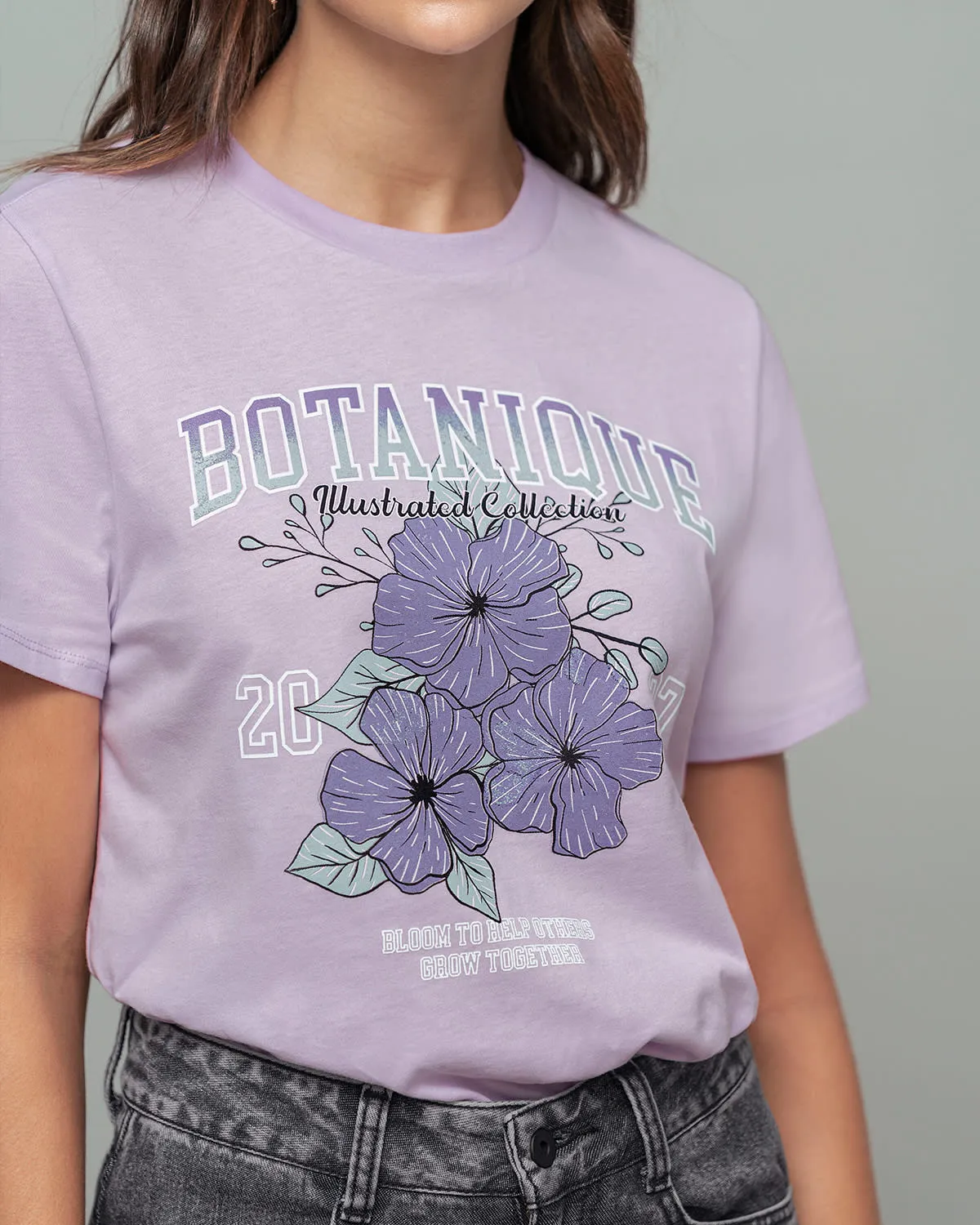 Camiseta en algodón manga corta con estampado localizado