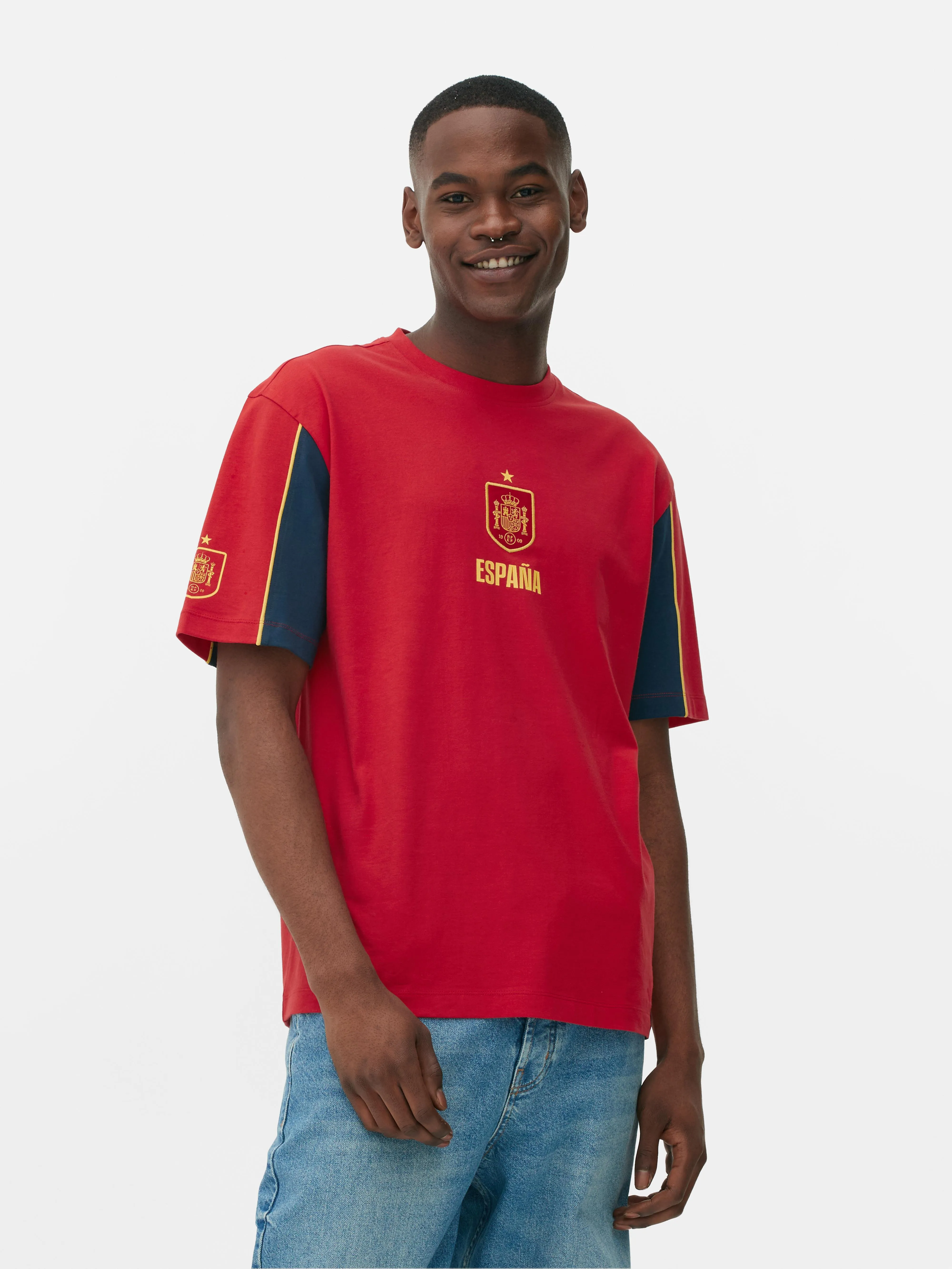 Camiseta estampada de España de diseño panelado