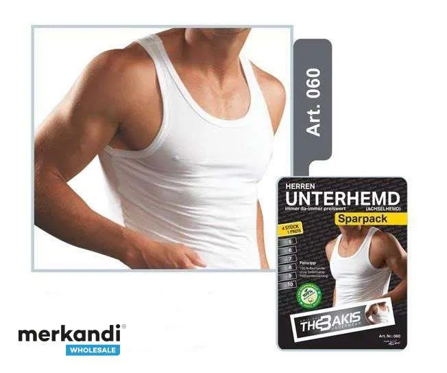 CAMISETA SIN MANGAS BLANCA PARA HOMBRE  PAQUETE DE 4 ROPA INTERIOR FINE RIB