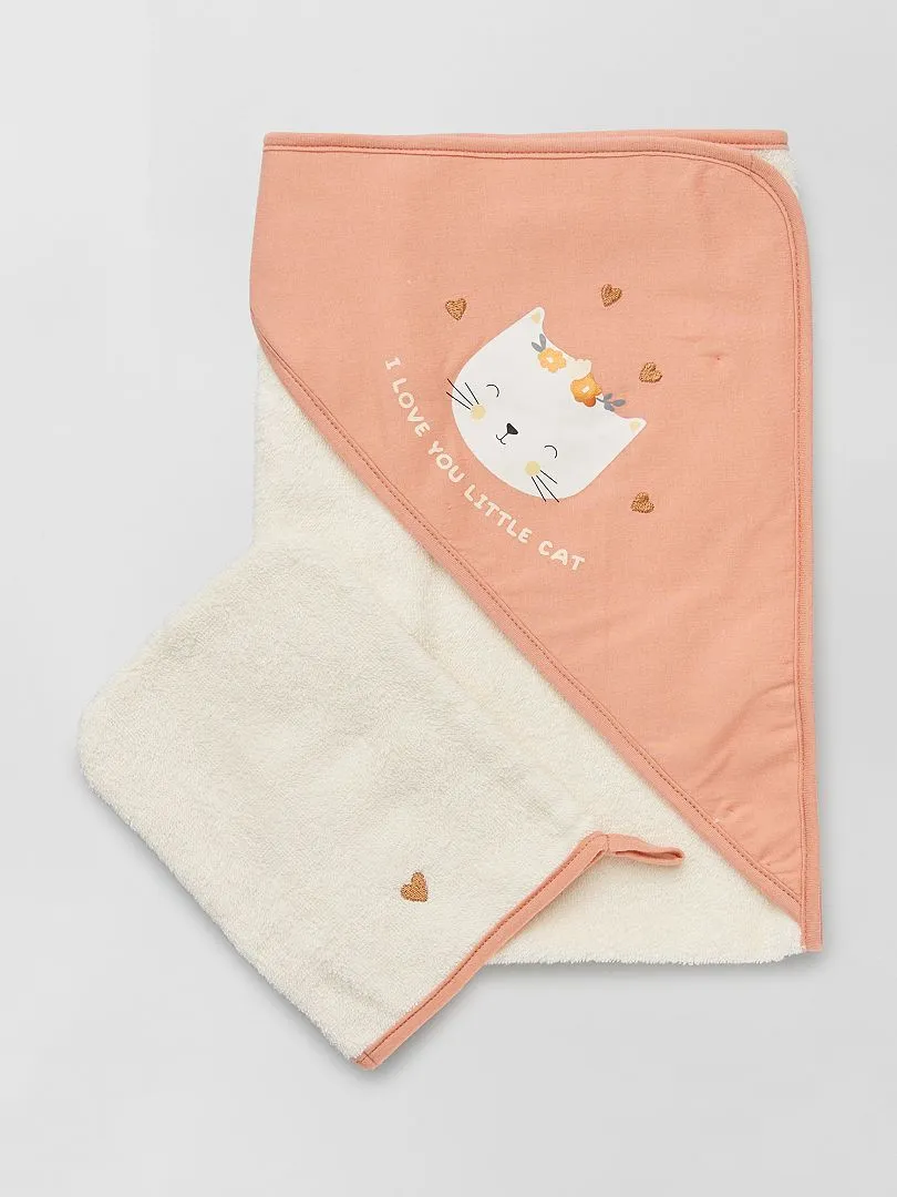 CAPA DE BAñO + MANOPLA  ROSA