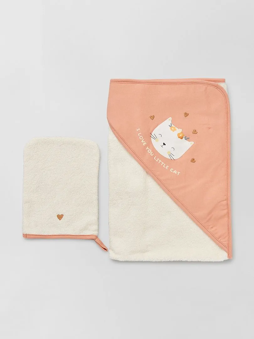 CAPA DE BAñO + MANOPLA  ROSA