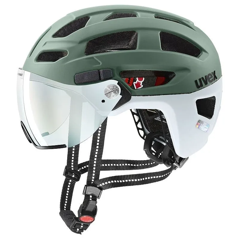 Casco bicicleta urbana Uvex CITY FINALE VISOR VARIOMATIC (verde musgo nube mate)