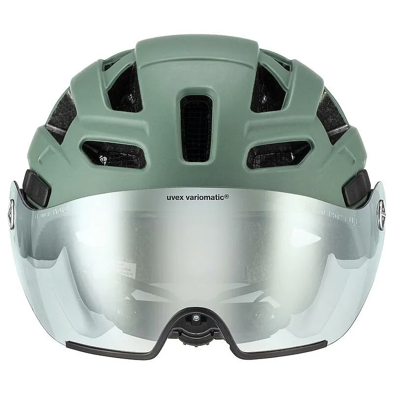 Casco bicicleta urbana Uvex CITY FINALE VISOR VARIOMATIC (verde musgo nube mate)