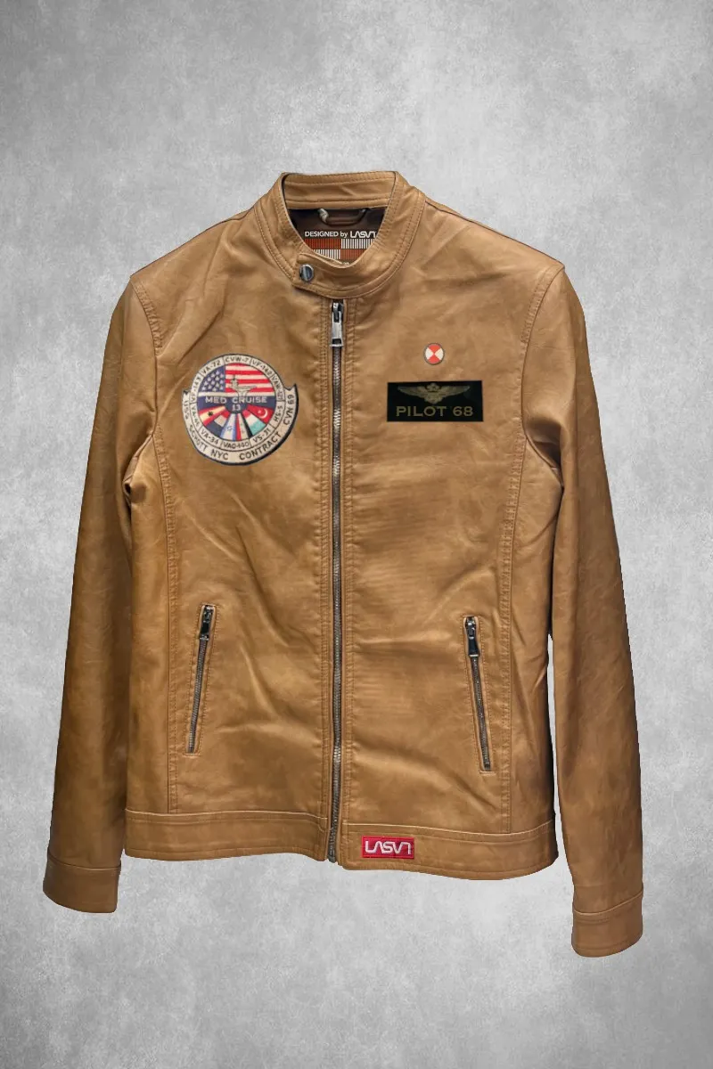 Cazadora de ecopiel para hombre PILOT camel
