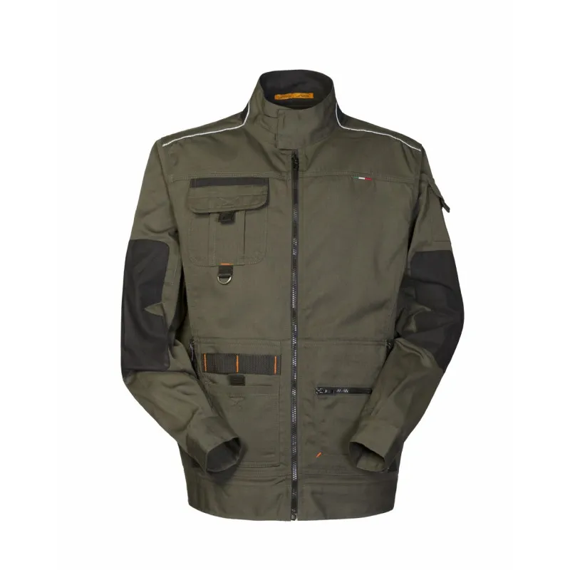 CAZADORA DE TRABAJO BICOLOR VERDE MILITAR Y NEGRO FANGIO  ROSSINI