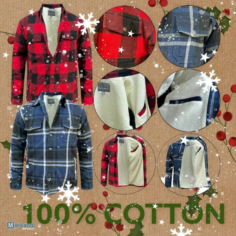 CHAQUETA DE CAMISA DE LEñADOR 100% ALGODóN PARA HOMBRE CON FORRO SHERPA DE INVIERNO M3XL