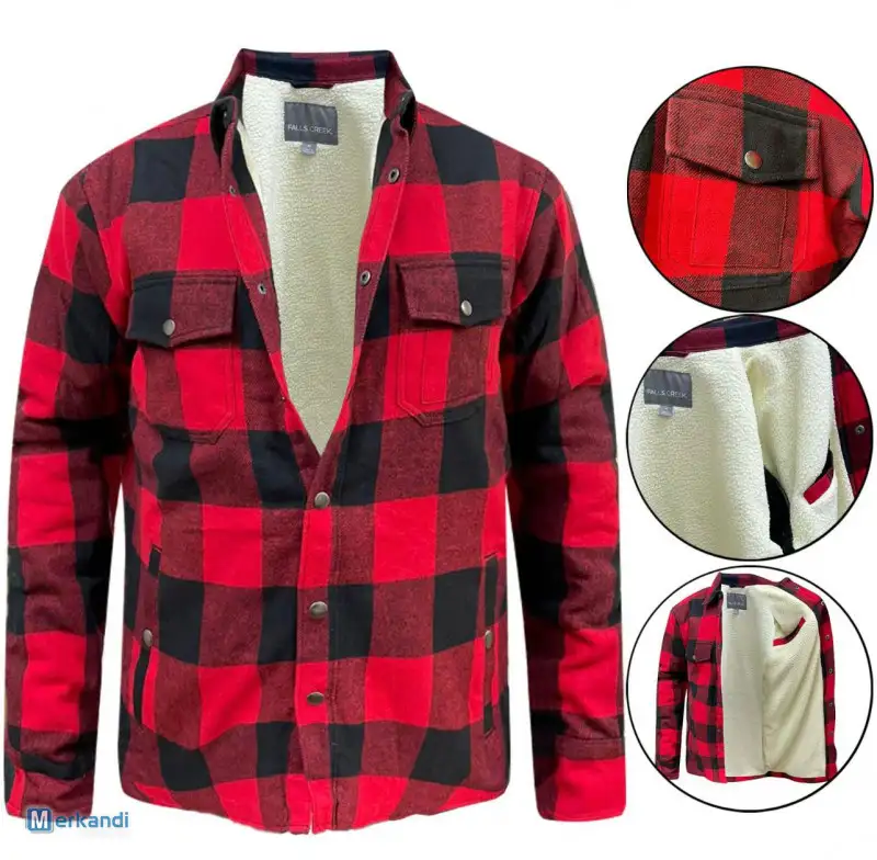 CHAQUETA DE CAMISA DE LEñADOR 100% ALGODóN PARA HOMBRE CON FORRO SHERPA DE INVIERNO M3XL