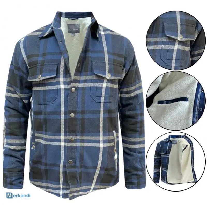 CHAQUETA DE CAMISA DE LEñADOR 100% ALGODóN PARA HOMBRE CON FORRO SHERPA DE INVIERNO M3XL