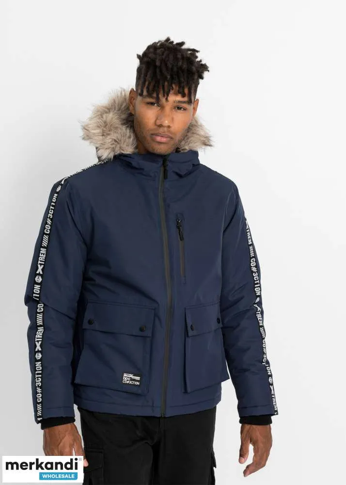 Chaqueta de invierno para hombre 976057 con capucha de Bonprix en color azul oscuro