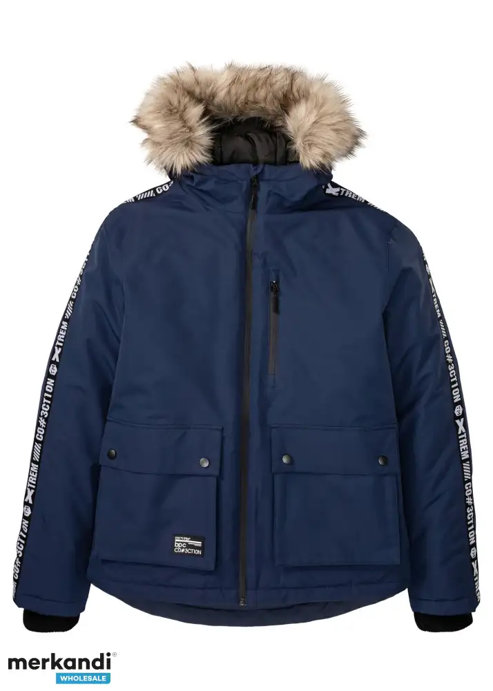 Chaqueta de invierno para hombre 976057 con capucha de Bonprix en color azul oscuro