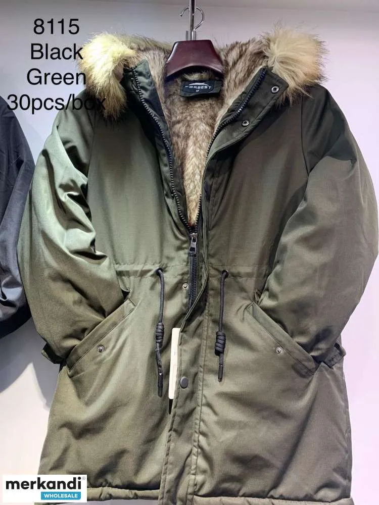 Chaqueta Otoño Invierno Parka 8115 para hombre larga con interior de pelo y capucha