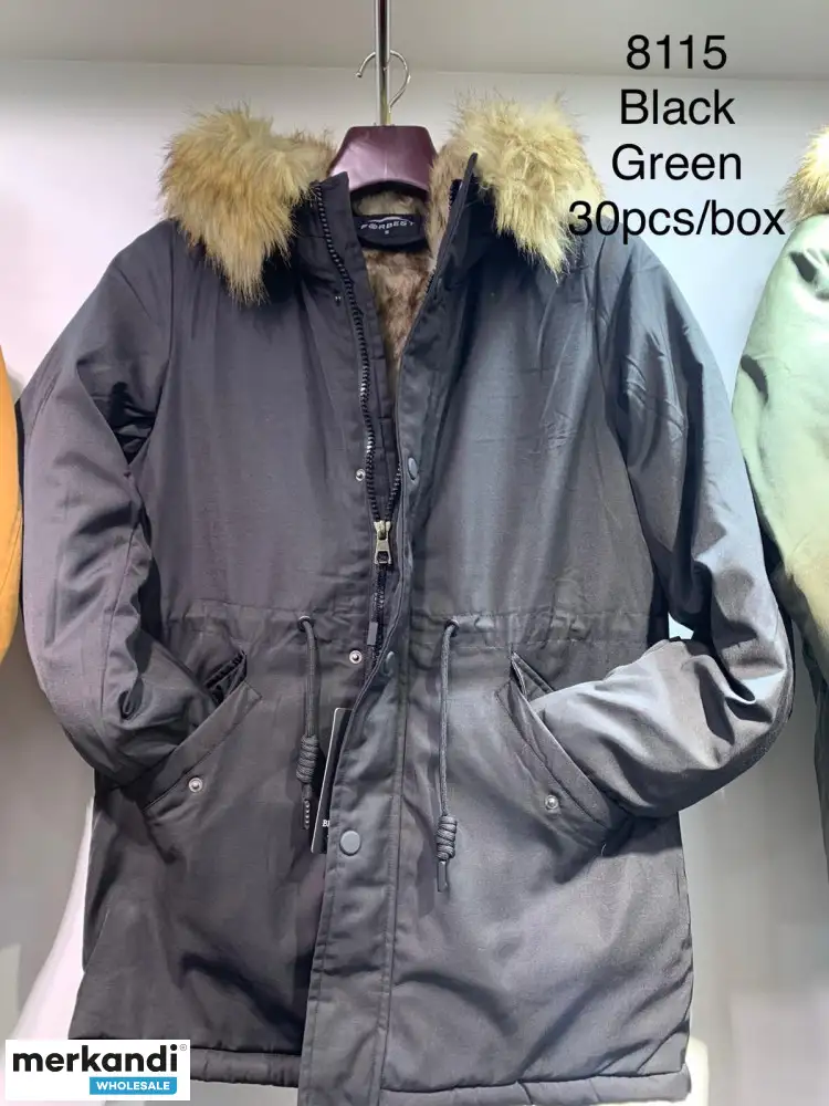 Chaqueta Otoño Invierno Parka 8115 para hombre larga con interior de pelo y capucha