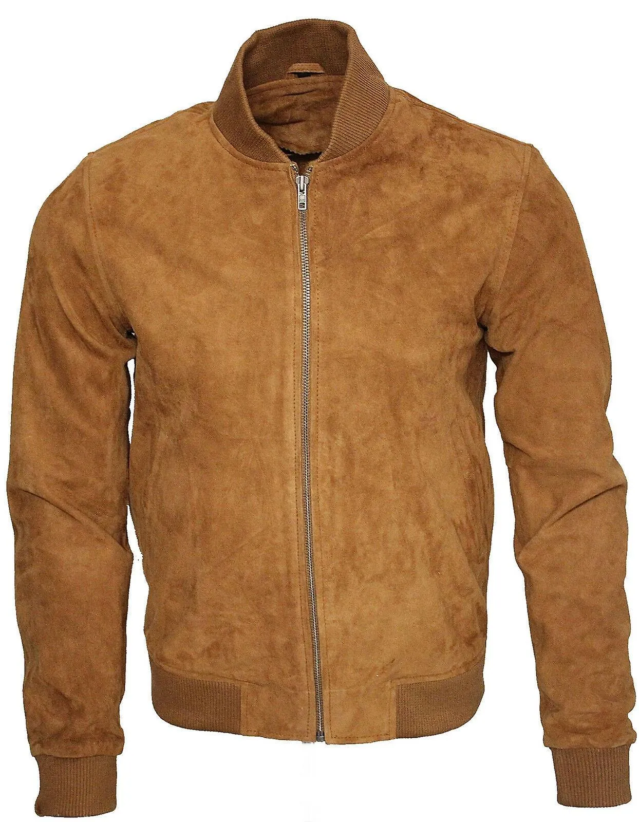 Chaqueta Varsity de cuero de ante bronceado para hombre