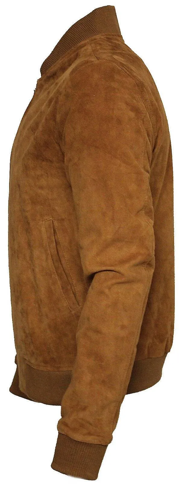 Chaqueta Varsity de cuero de ante bronceado para hombre