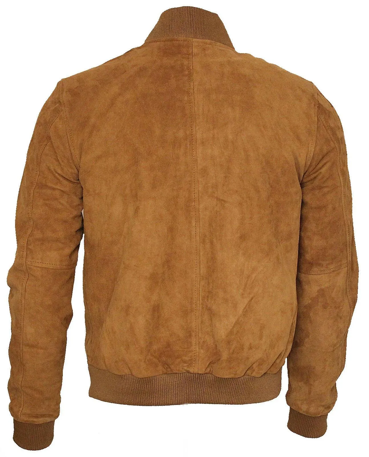 Chaqueta Varsity de cuero de ante bronceado para hombre