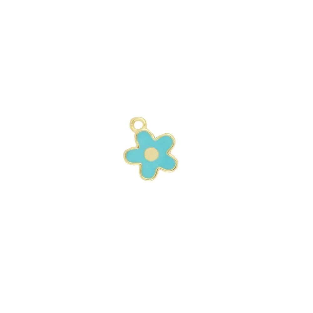 Charm Flor Turquesa Oro