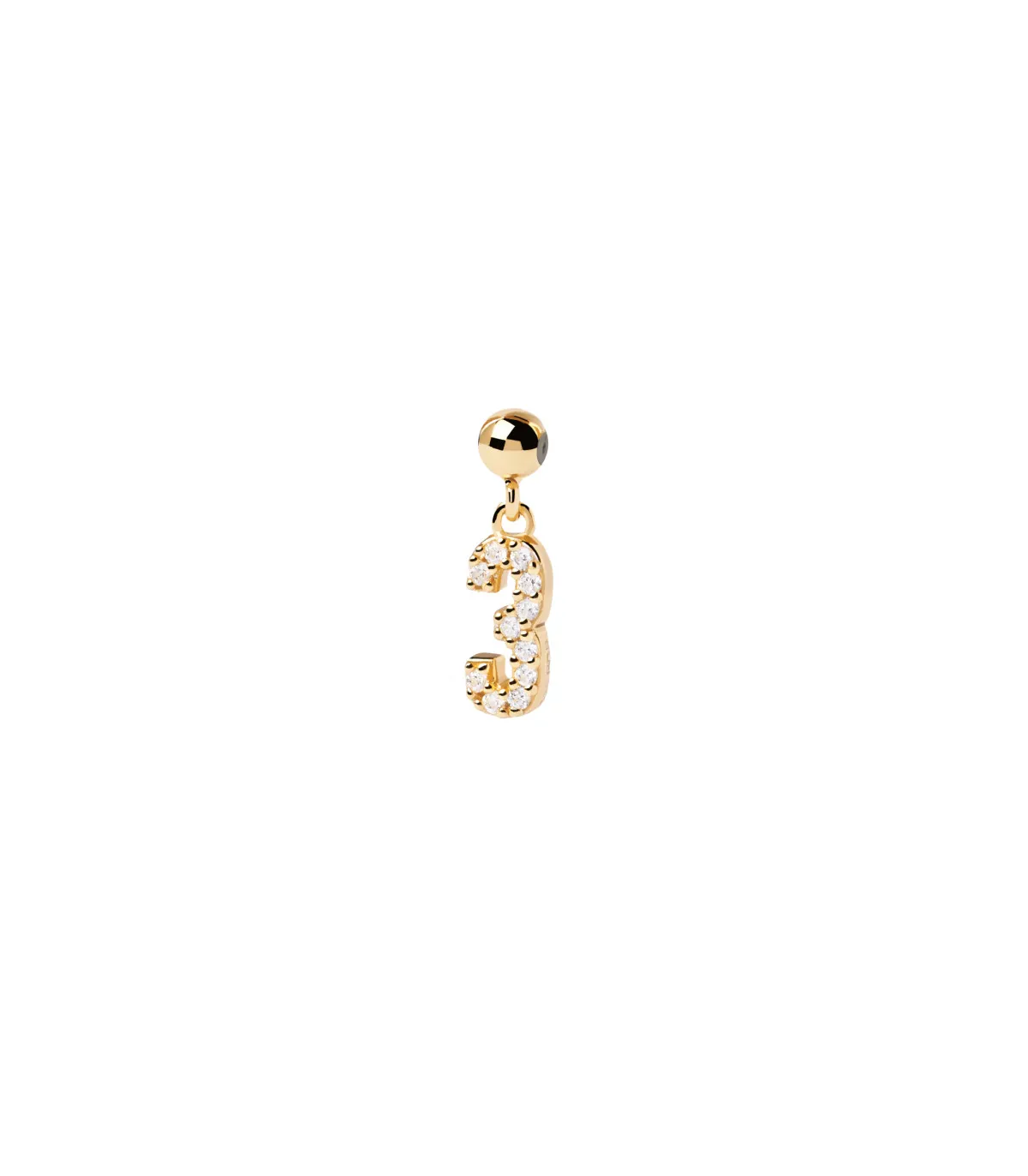 CHARM PDPAOLA Nº 3 PLATA CON BAÑO ORO Y CIRCONITAS  CH01007U