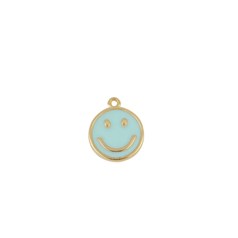 Charm Smiley Turquesa Oro