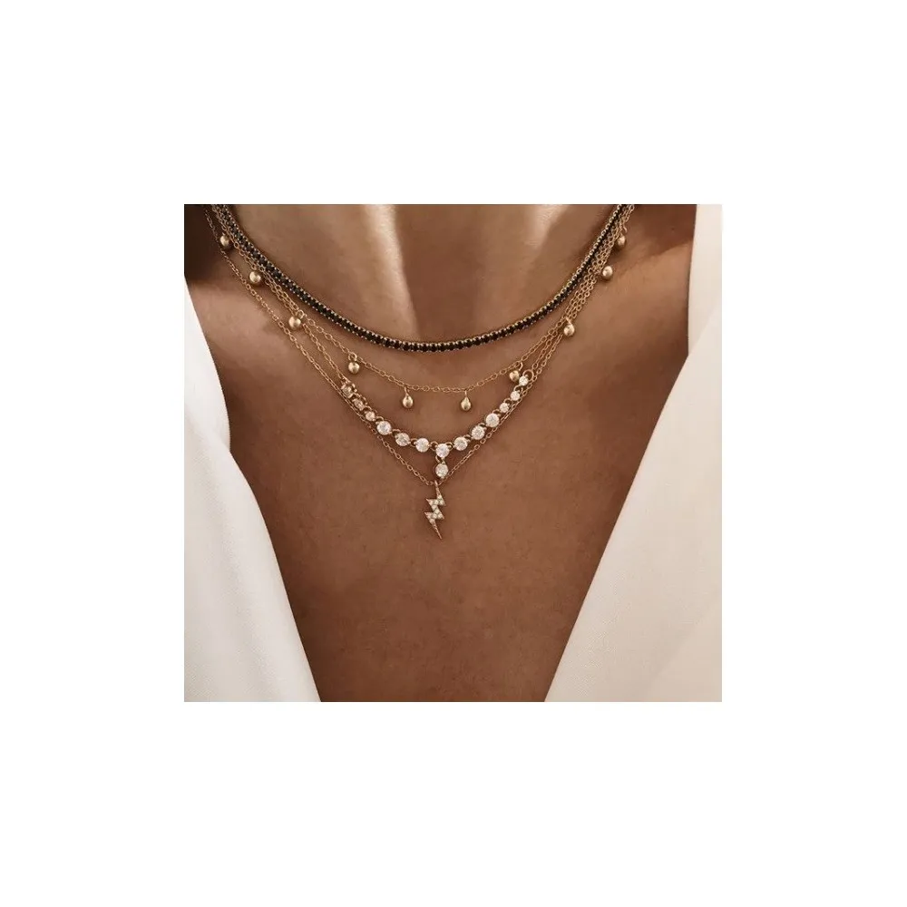 Choker Riviere Negro Oro