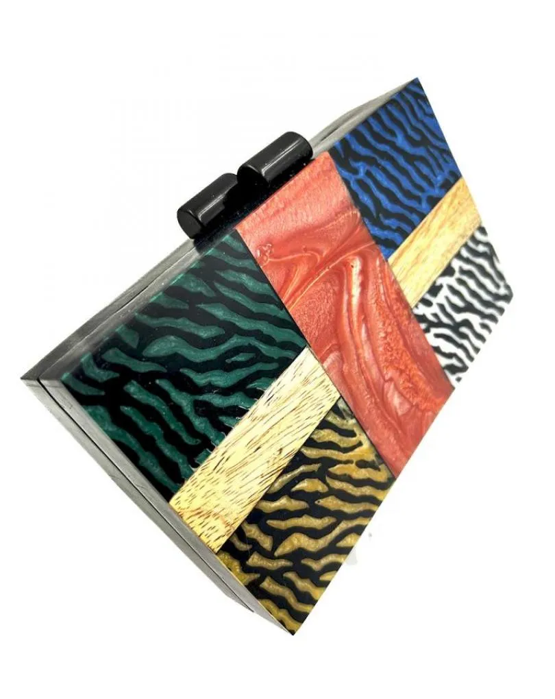 CLUTCHS Y BOLSOS FIESTA ORIGINALES MADERA Y NACAR ANIMAL PRINT