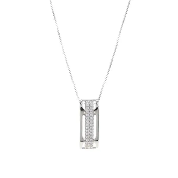 Colgante brillante de plata con dos bandas de circonita