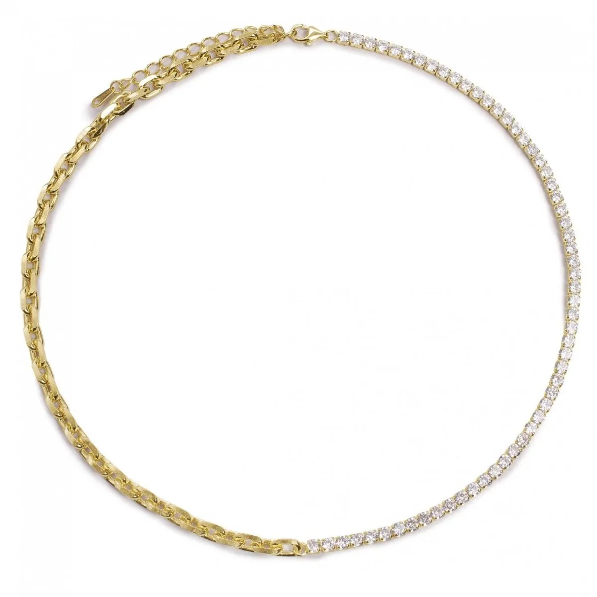 Collar cadena diseo dividido de clip y circonitas