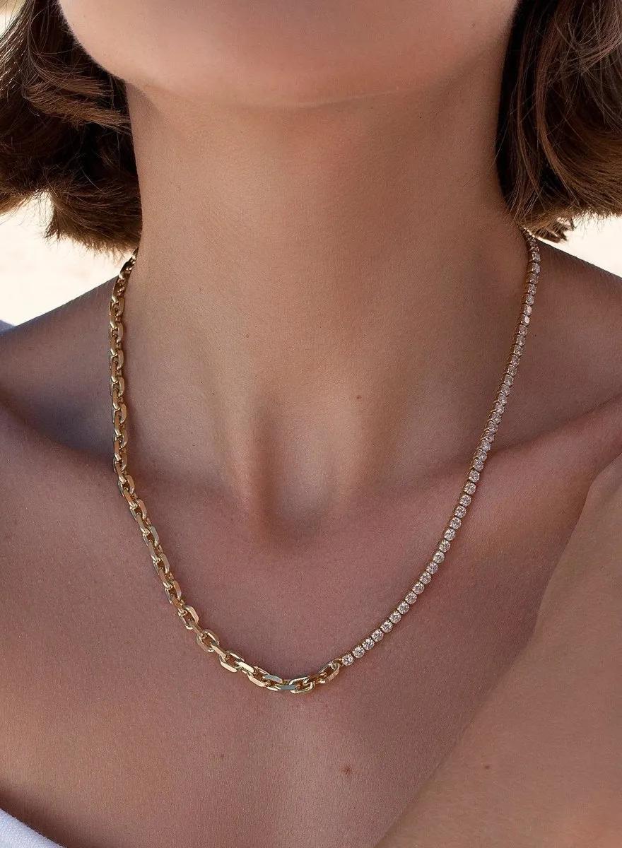 Collar cadena diseo dividido de clip y circonitas