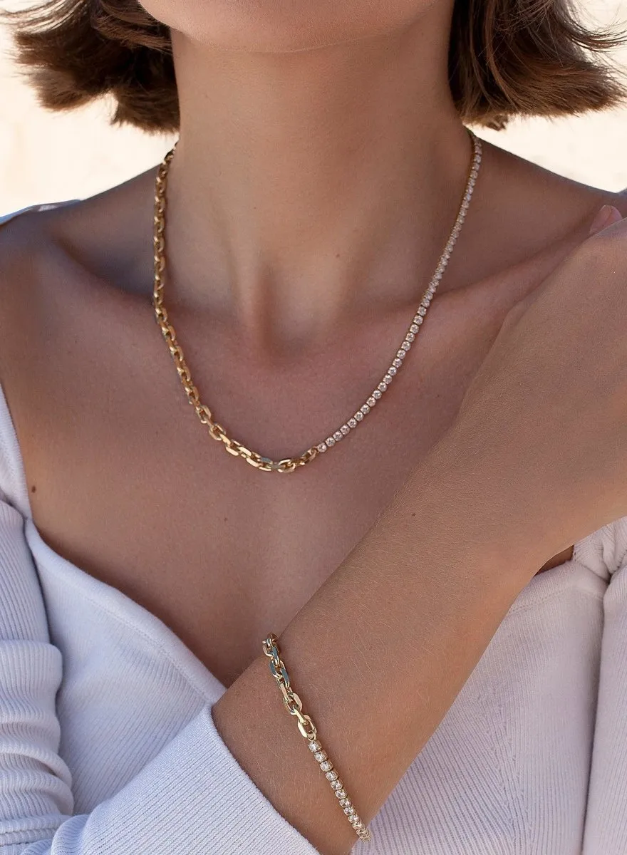 Collar cadena diseo dividido de clip y circonitas
