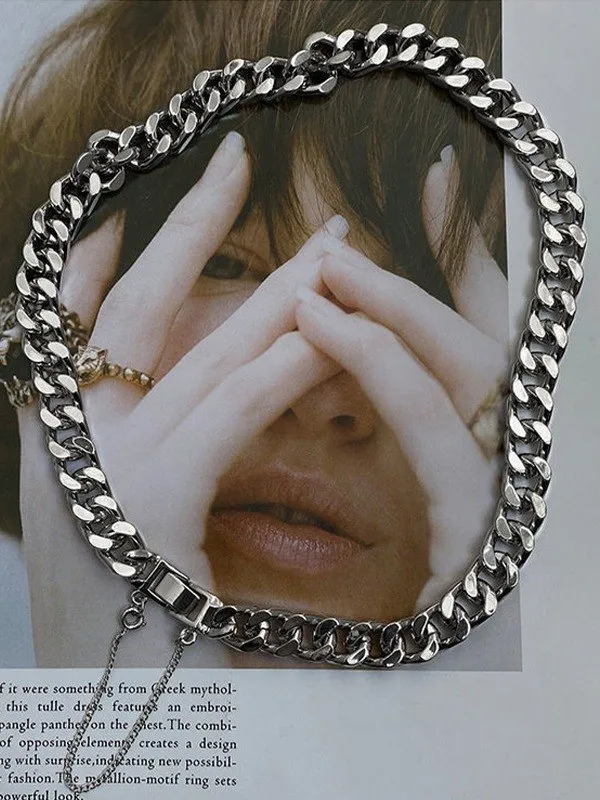 Collar de cadena cubana con hebilla para hombre