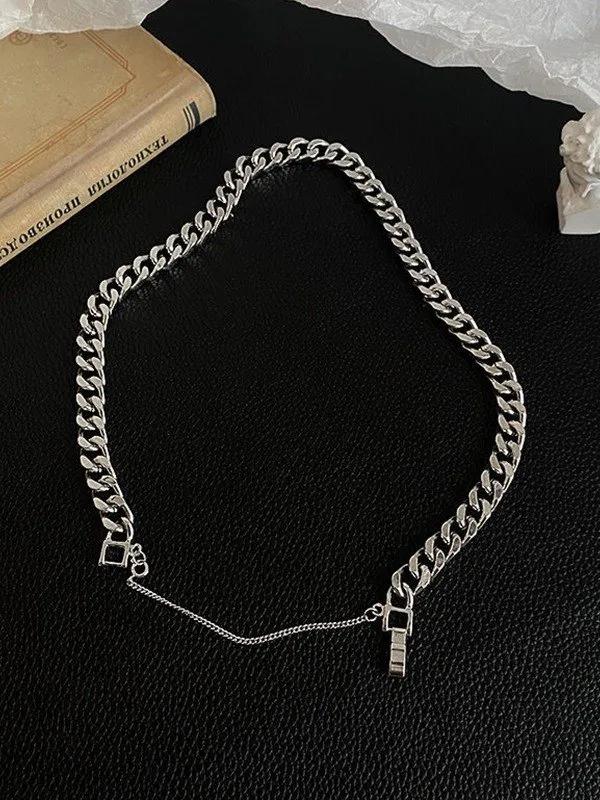 Collar de cadena cubana con hebilla para hombre