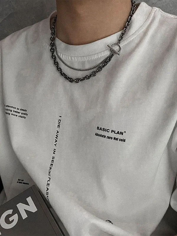 Collar de cadena de doble capa para hombre