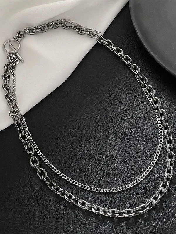 Collar de cadena de doble capa para hombre
