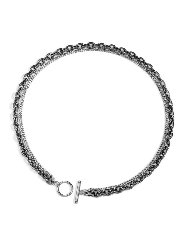 Collar de cadena de doble capa para hombre