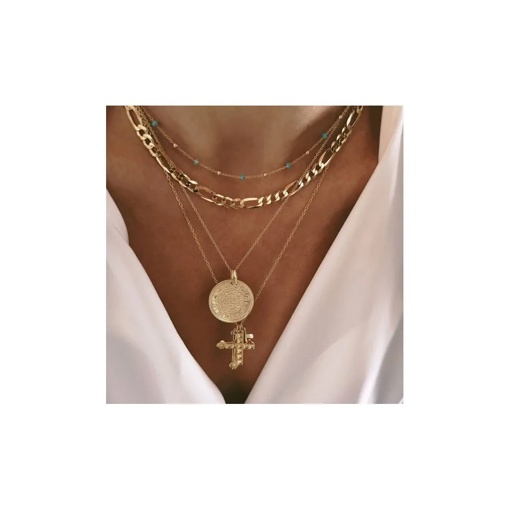 Collar Point Turquesas Oro