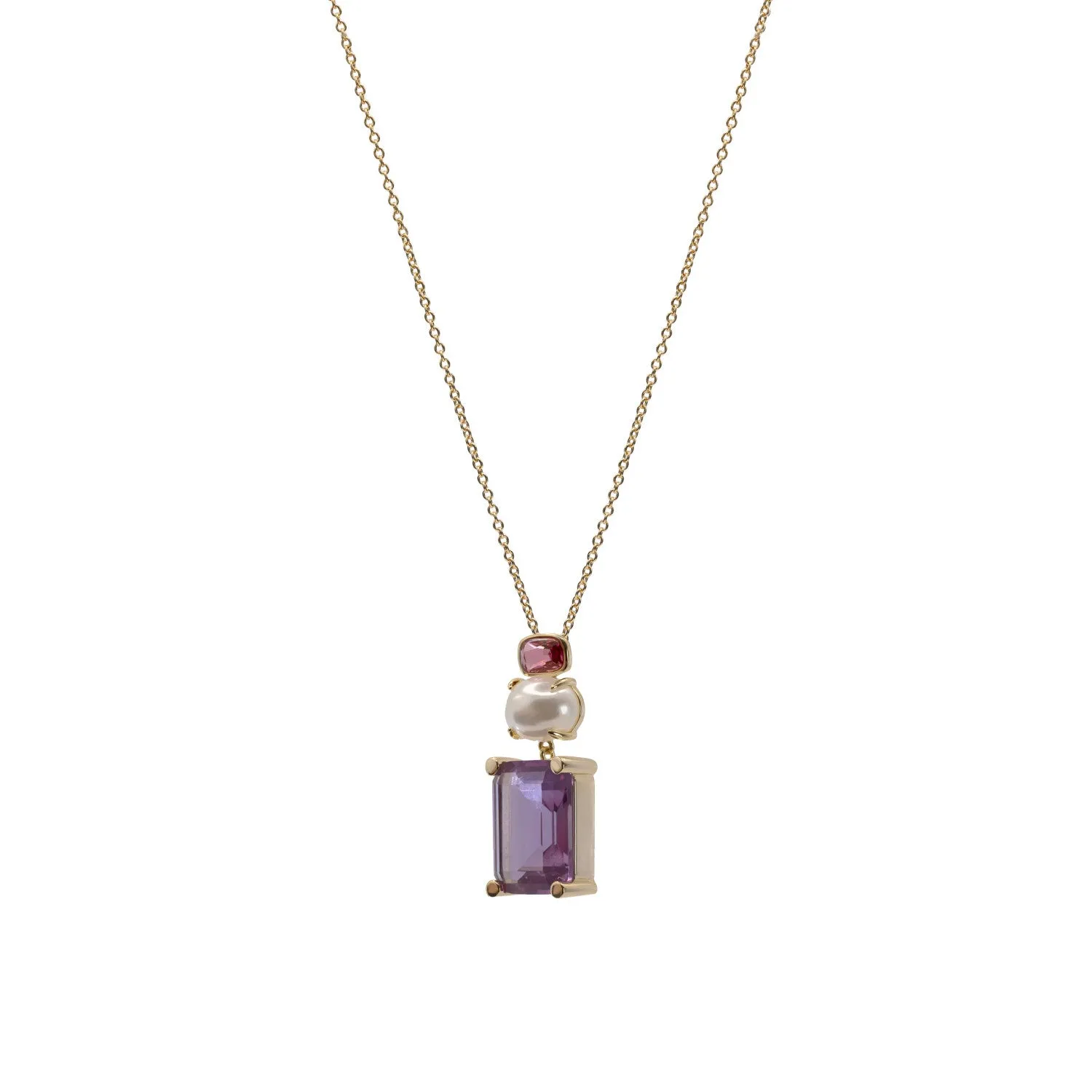 Collares con piedras diseo geométrico tonos morados