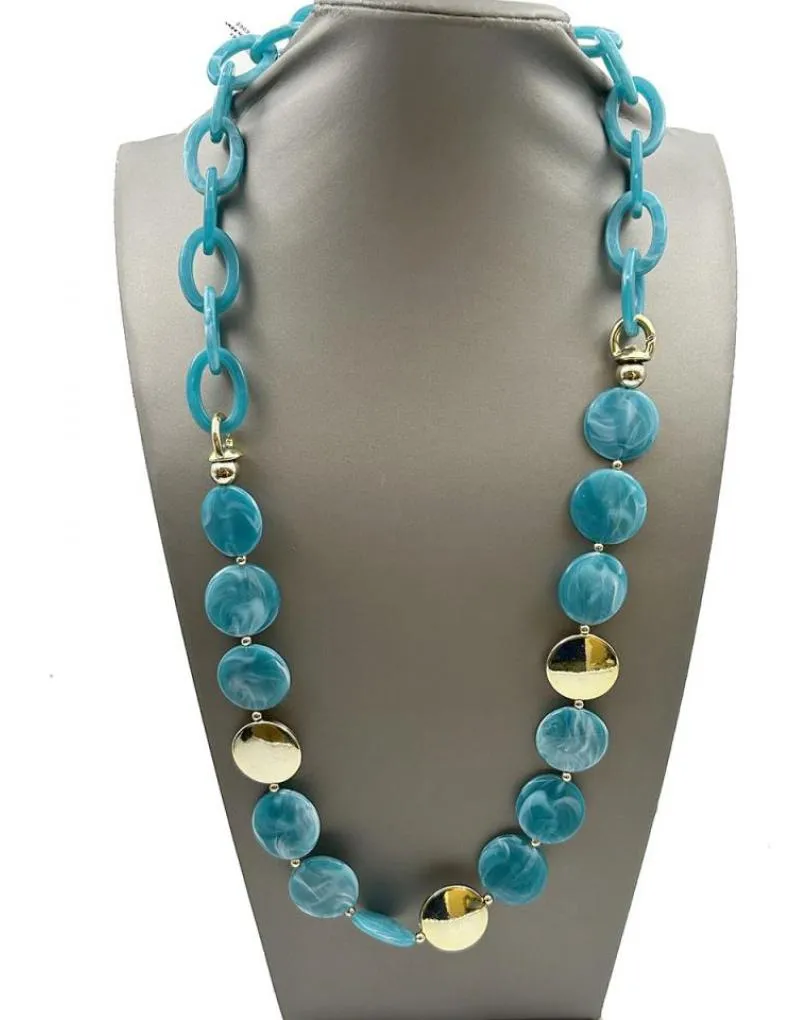 COLLARES MUJER AZULES ESLABON GRANDE MODA PARA EL VERANO