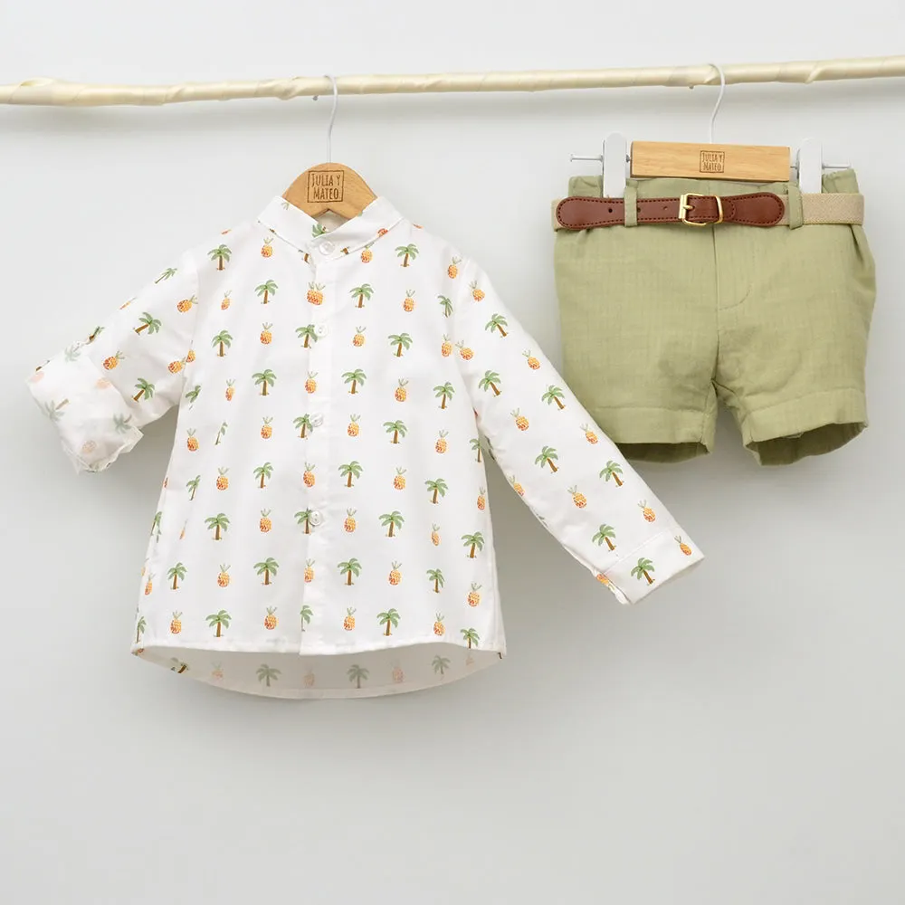 Conjunto Nio Cancún con camisa y pantalón con cinturón