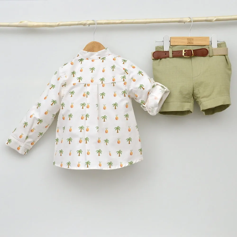 Conjunto Nio Cancún con camisa y pantalón con cinturón
