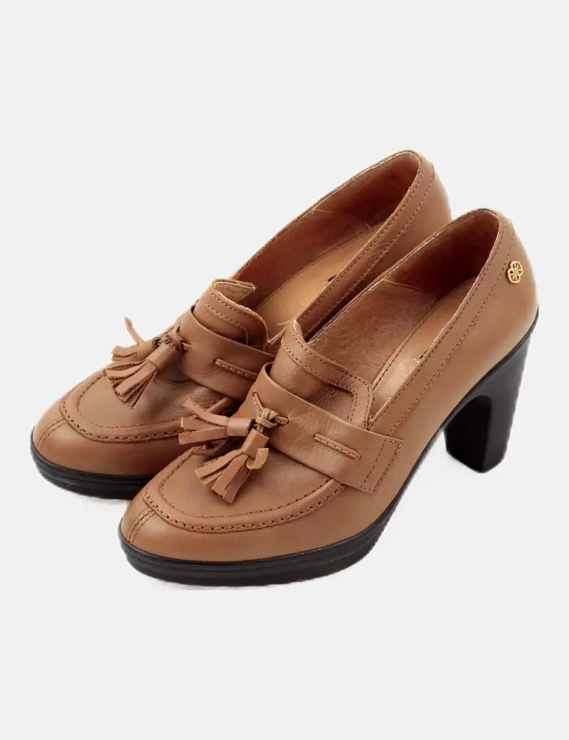 Cuplé Mocasín con tacón marrón