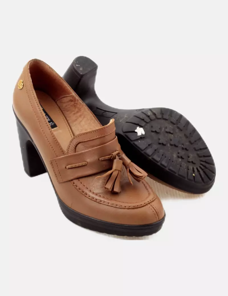Cuplé Mocasín con tacón marrón