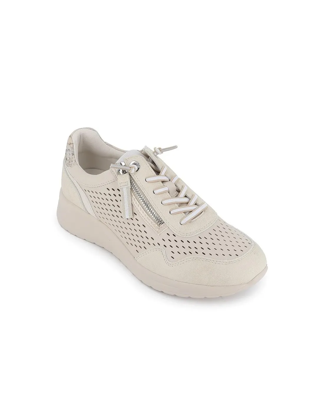 Deportiva beige calados cremallera mujer Mustang