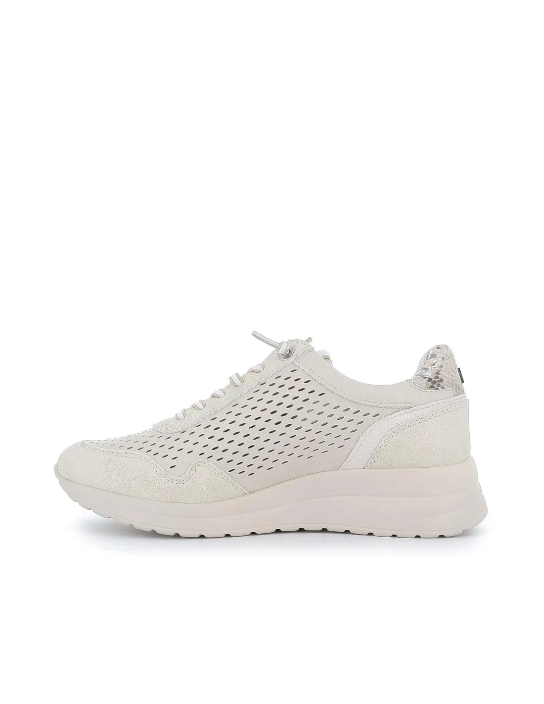 Deportiva beige calados cremallera mujer Mustang