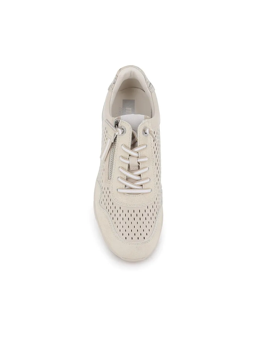 Deportiva beige calados cremallera mujer Mustang