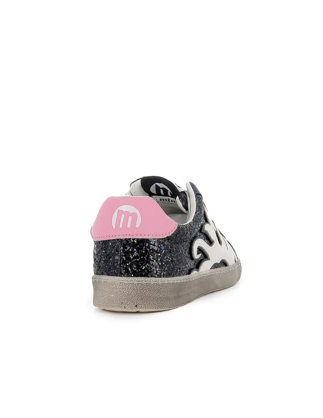 Deportiva clasica cordones y dibujo glitter mujer negro Mustang