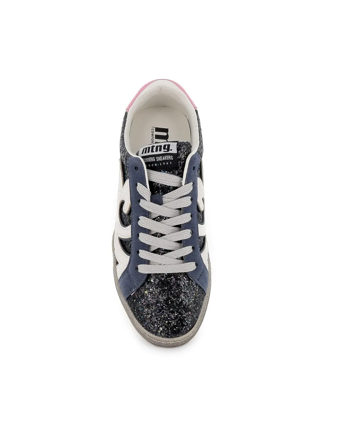 Deportiva clasica cordones y dibujo glitter mujer negro Mustang